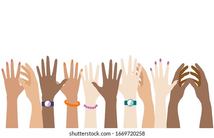 There’re a lot of hands isolated on white background. There’s a copy space for your text.