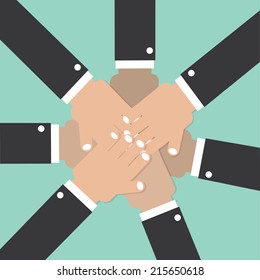 Hands Join Together Teamwork Spirit Conceptual Vector Illustration