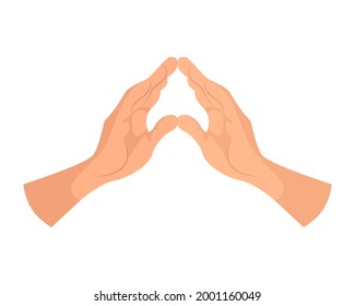 Hands joined in prayer, vector illustration.