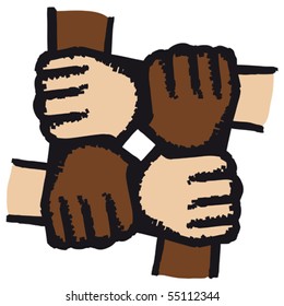 Hands joined together, collaboration, vector design
