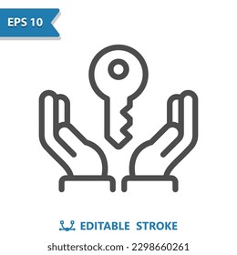 Hands, Key Icon. Realtor, Lock, Locked. Professional, pixel perfect vector icon.