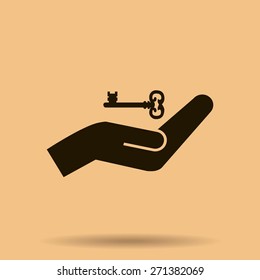 hands and key vector icon
