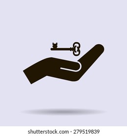 hands and key vector icon