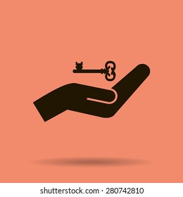 hands and key vector icon