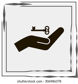 hands and key vector icon