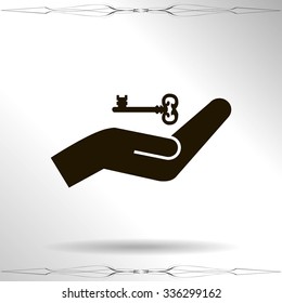 hands and key vector icon
