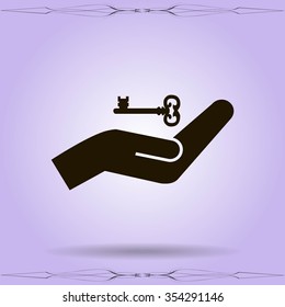hands and key vector icon