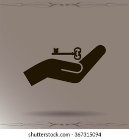 hands and key vector icon