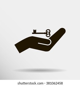 hands and key vector icon