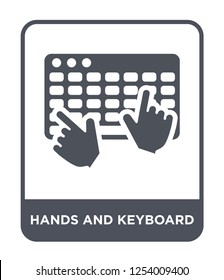 hands and keyboard icon vector on white background, hands and keyboard trendy filled icons from Hands and guestures collection, hands and keyboard simple element illustration