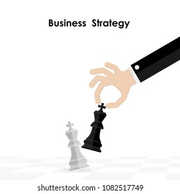 Hands and King of chess symbol with business and marketing strategy.Businessman hand holding chess king piece.Leader and teamwork concept for success.Chess concept save the king and save the strategy