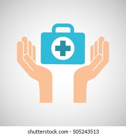 hands with kit first aid emergency icon vector illustration eps 10