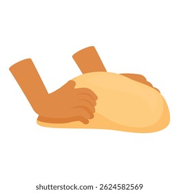 Manos amasando masa, preparándola para hornear y creando productos de panadería