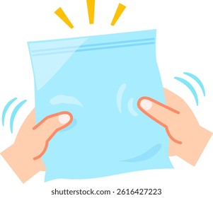 Hands kneading a plastic bag