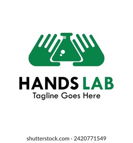 Hands lab design logo template illustration