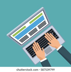 hands with laptop, marketing