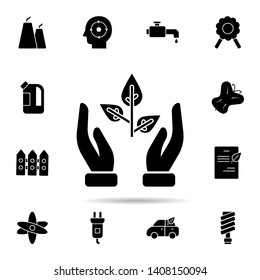 Hands, leaf, protect icon. Universal set of ecology for website design and development, app development