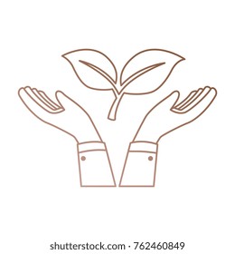 hands with leafs plant