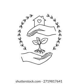 «Hands and Leaves Symbolizing Eco Collaboration».