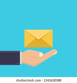 Hands and letters, receive letters, illustration flat design style
