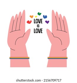 hands with lgbtq wristbands icon