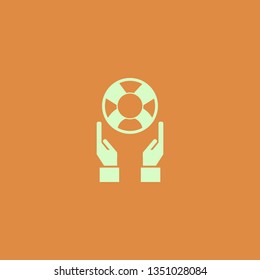 hands and life preserver vector icon. flat design