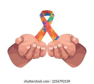 hands lifting autism ribbon campaign