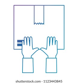 hands lifting box carton icon