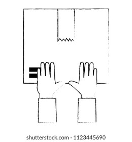 hands lifting box carton icon