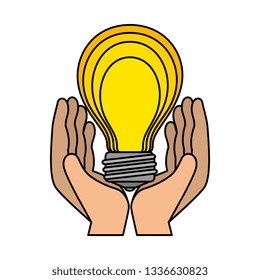 hands lifting bulb light