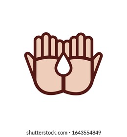 hands lifting drop spa line and fill style vector illustration design