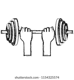 hands lifting dumbell gym accessory