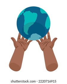 hands lifting earth planet