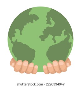 hands lifting earth planet icon