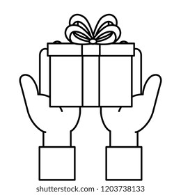 hands lifting gift box present