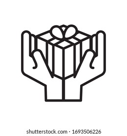 hands lifting gift box present line style icon vector illustration design