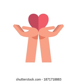 hands lifting heart of love feeling icon vector illustration design