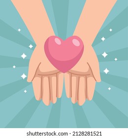 hands lifting heart love scene