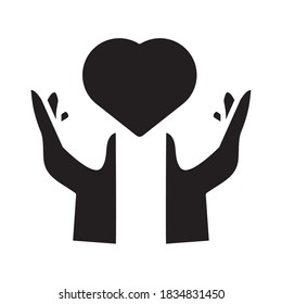 hands lifting heart love symbol silhouette style icon vector illustration design