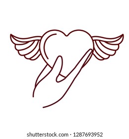 hands lifting love heart isolated icon