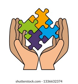 Hands Lifting Puzzle Attached Solution Stock Vector (Royalty Free ...