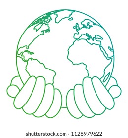hands lifting world planet earth ecology icon