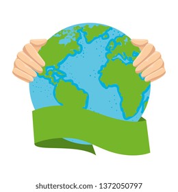 hands lifting world planet earth