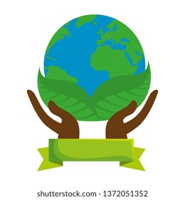 hands lifting world planet earth