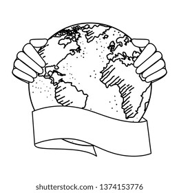 hands lifting world planet earth