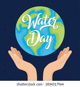 hands lifting world planet earth vector illustration design