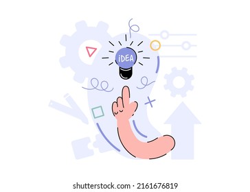 Hands with a light bulb. Element for the design of presentations, applications and websites. Trend illustration. Vector illustration