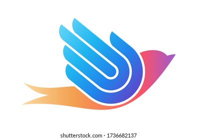 Hands like a dove's wing. Peace icon, logo vector