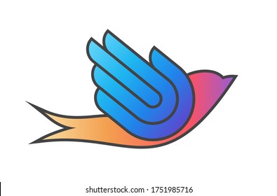 Manos como un ala de paloma. Icono de paz, vector de logotipo