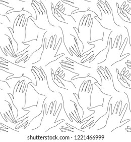 Hands line art seamless pattern